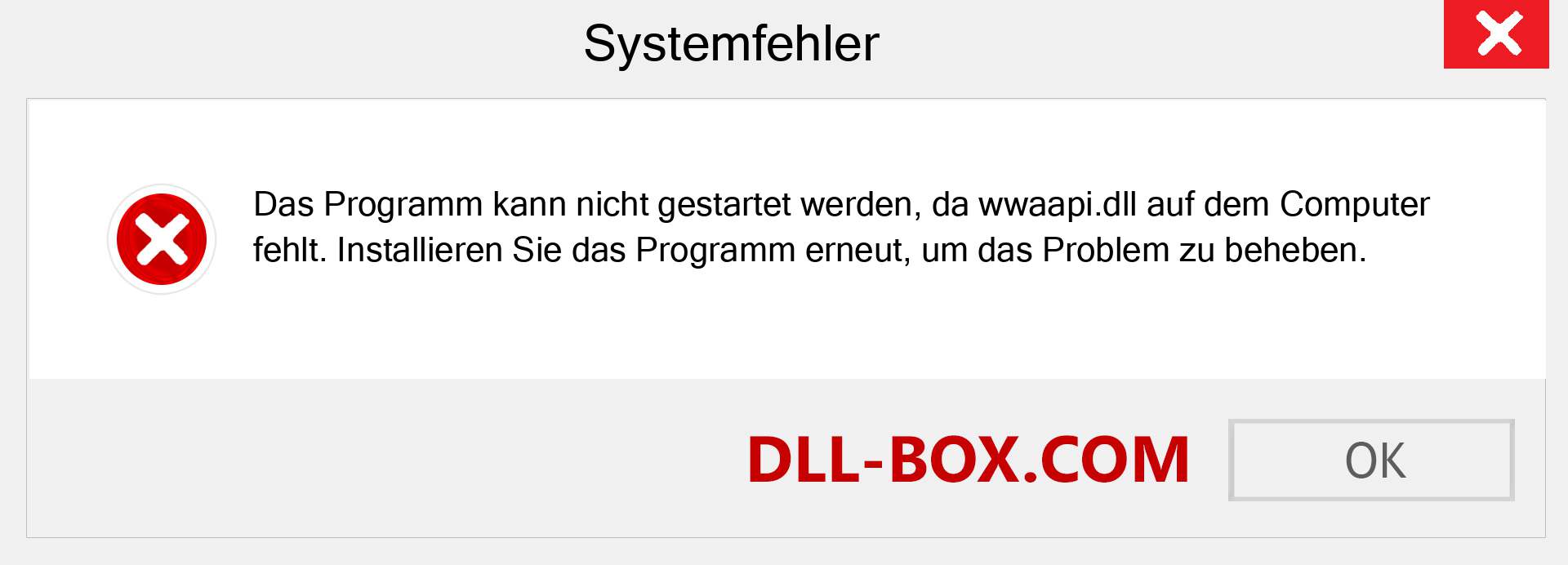 wwaapi.dll-Datei fehlt?. Download für Windows 7, 8, 10 - Fix wwaapi dll Missing Error unter Windows, Fotos, Bildern